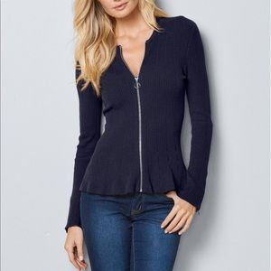 Venus zipper front peplum sweater